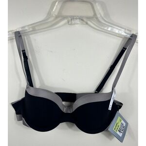 Calvin Klein Balconnet Bra 34B Black Grey Perfectly‎ Fit Underwire 90s Revival